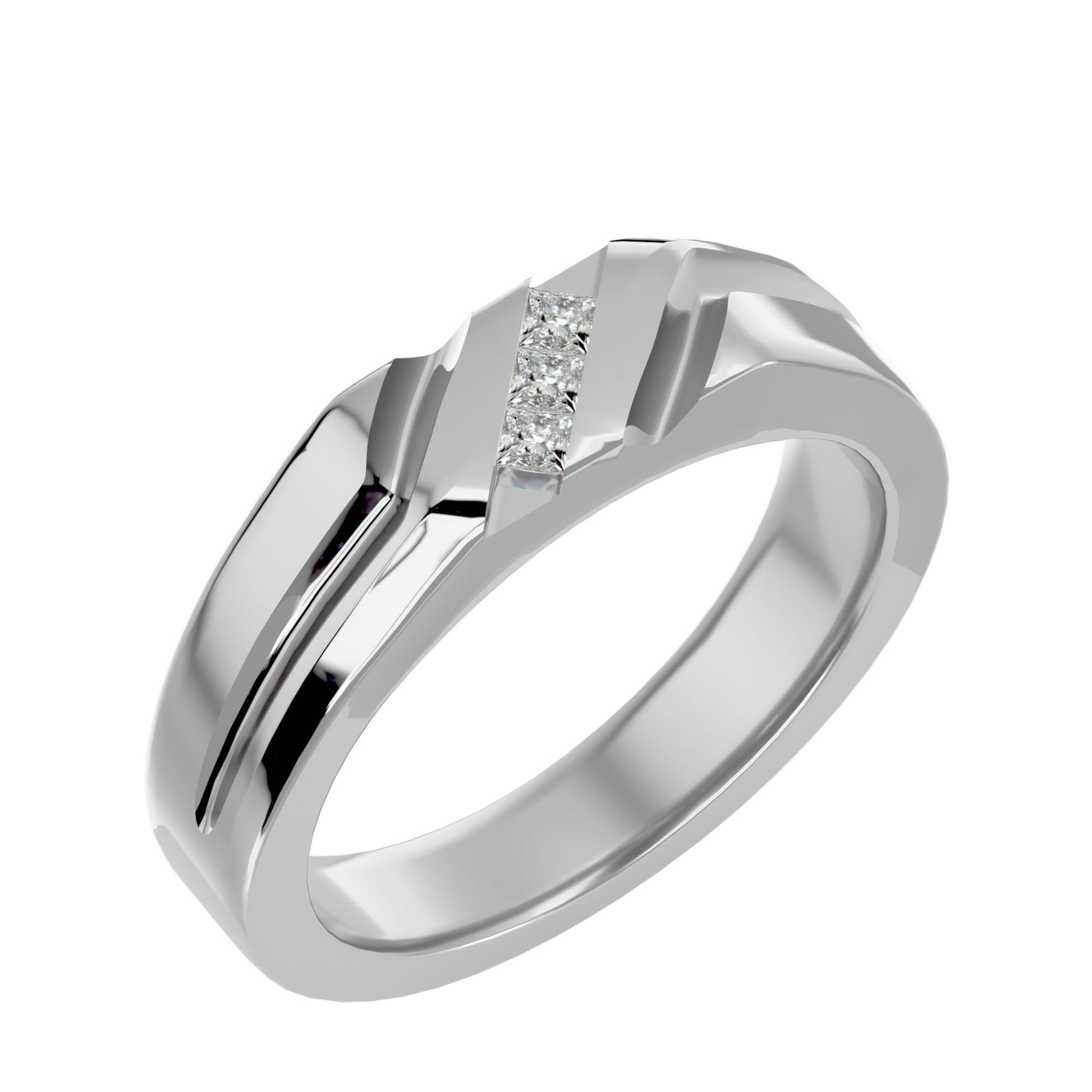 Lab Grown Princess Cut Diamond Bold Mens Ring In Platinum