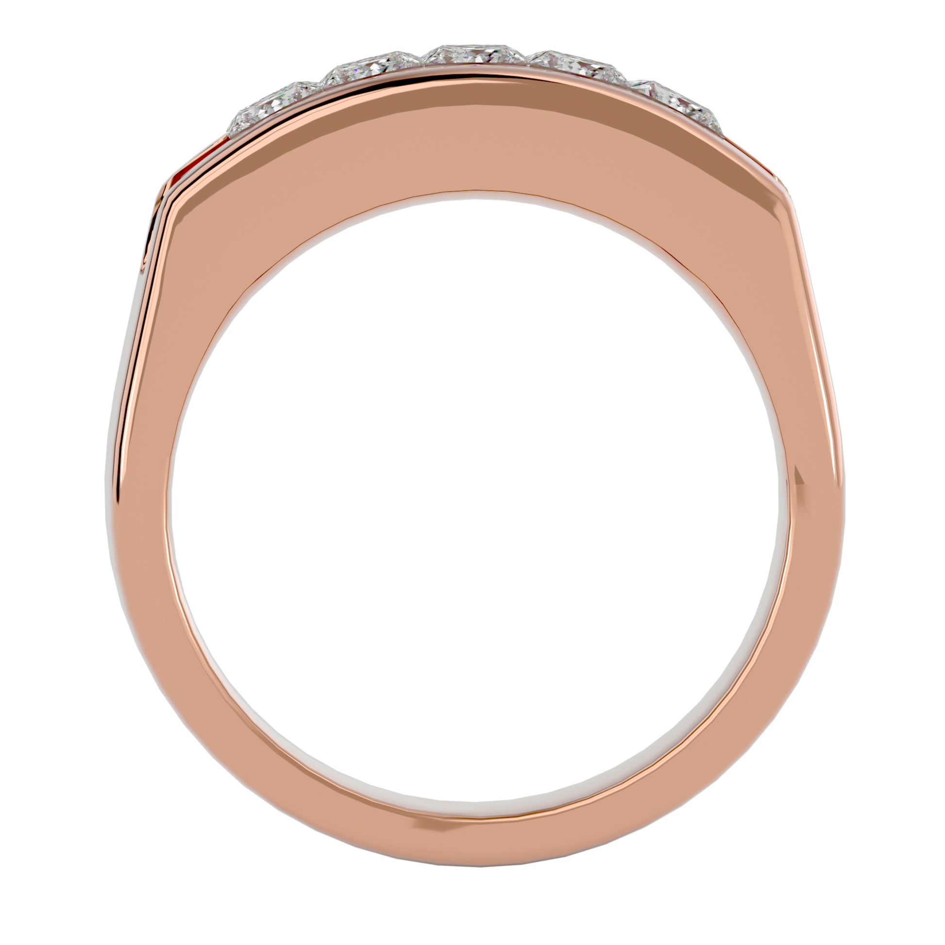 Lab Grown Princess Cut Diamond Heavy Mens Ring In Rose Gold