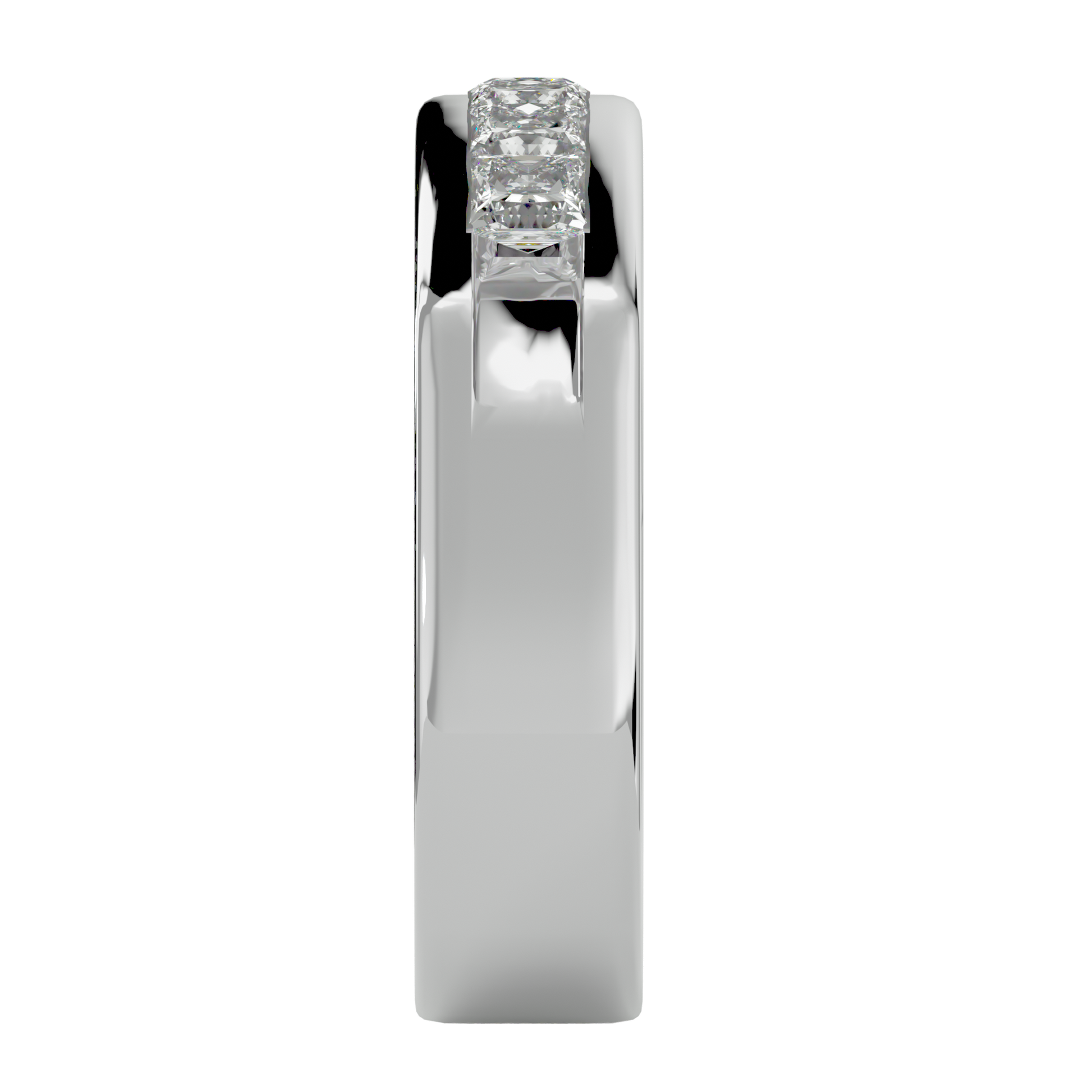 Lab Grown Princess Cut Diamond In White Gold Heavy Mens Ring