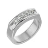 Lab Grown Princess Cut Diamond In White Gold Heavy Mens Ring