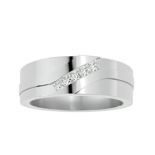 Lab Grown Princess Cut Diamond In White Gold Mens Ring