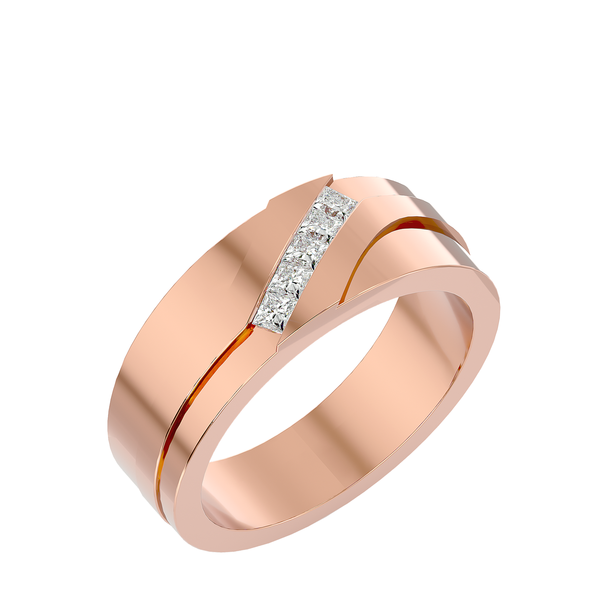 Lab Grown Princess Cut Diamond Mens Ring In Rose Gold