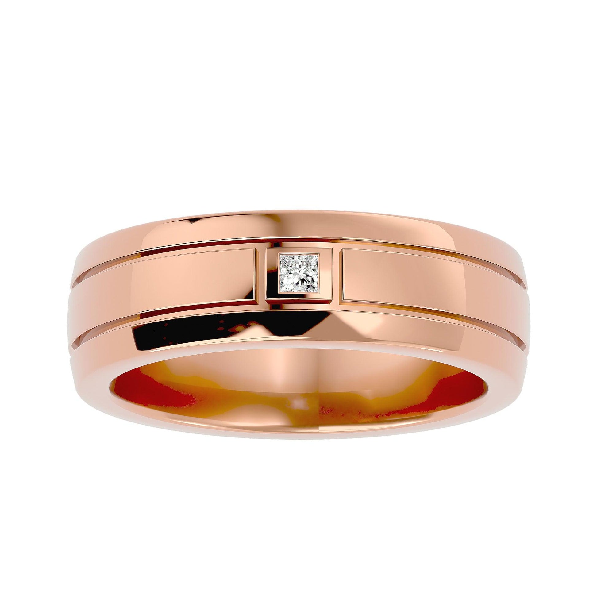 Lab Grown Diamond Men's Rose Gold Band Ring