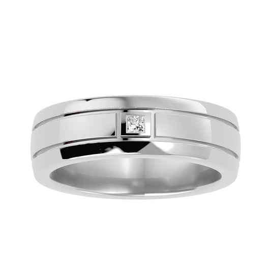 Lab Grown Diamond Men's Platinum Band Ring