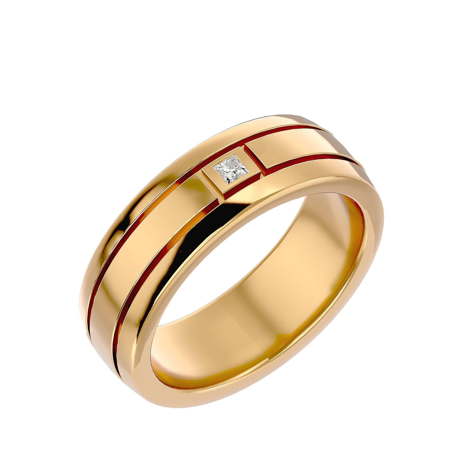 Lab Grown Diamond Men's Yellow Gold Band Ring