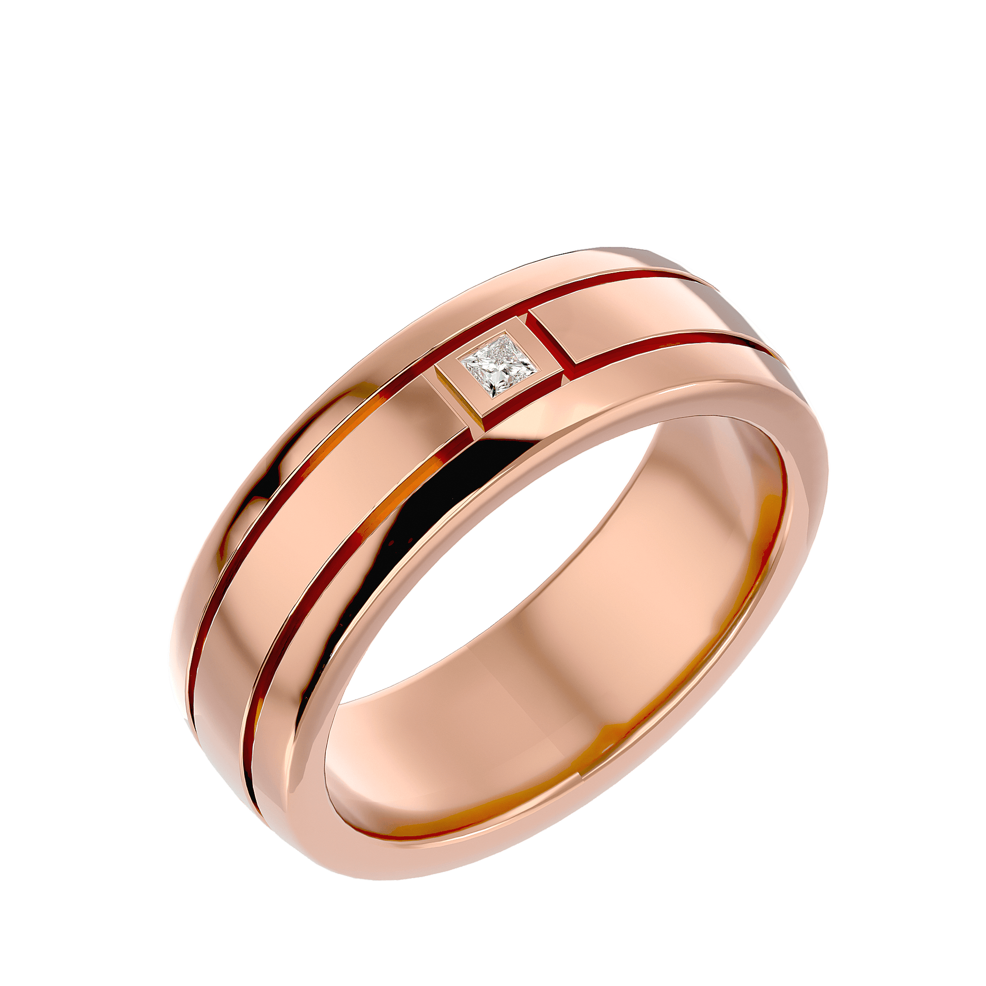 Lab Grown Diamond Men's Rose Gold Band Ring