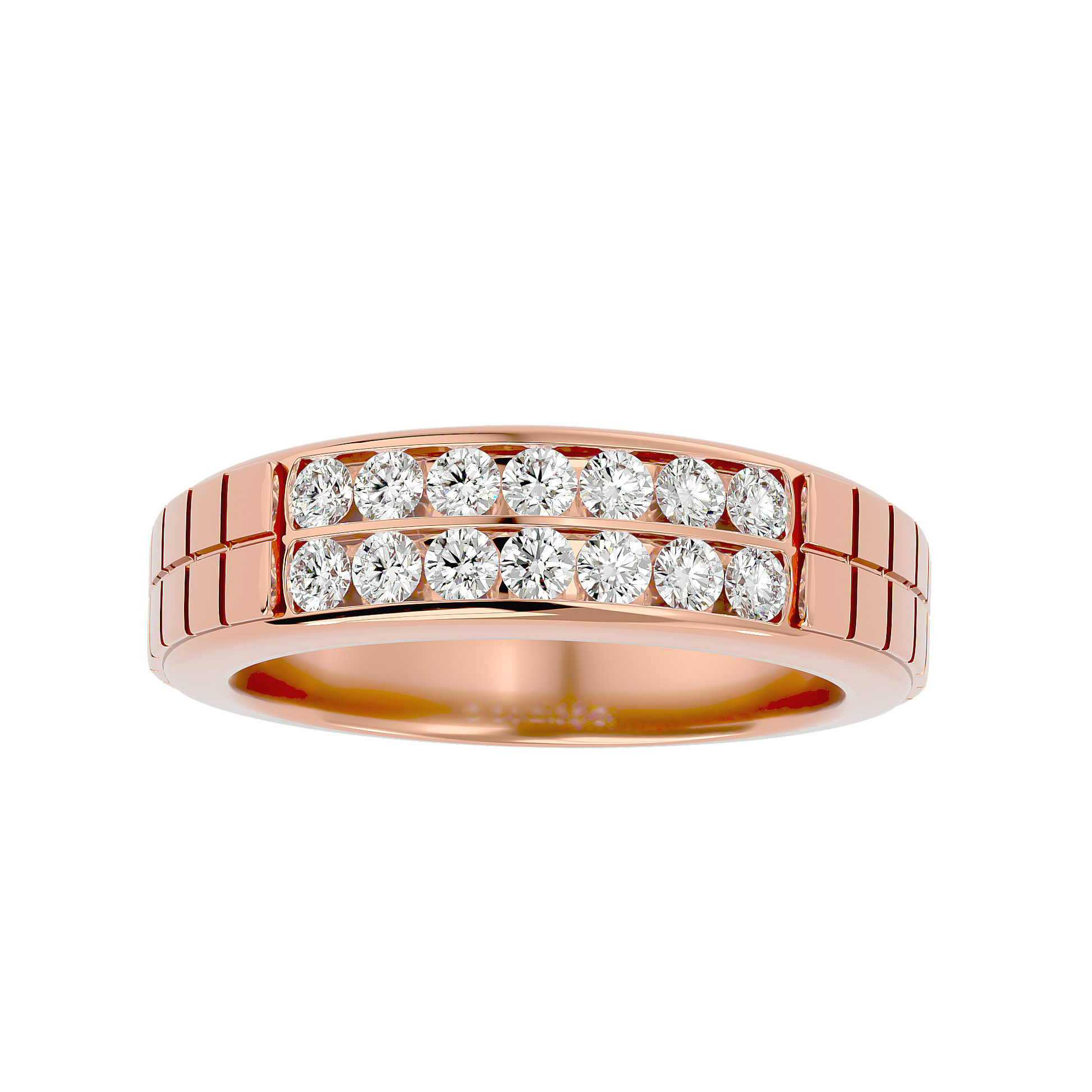 Beautiful Lab Grown Round Cut Diamond Mens Ring In Rose Gold