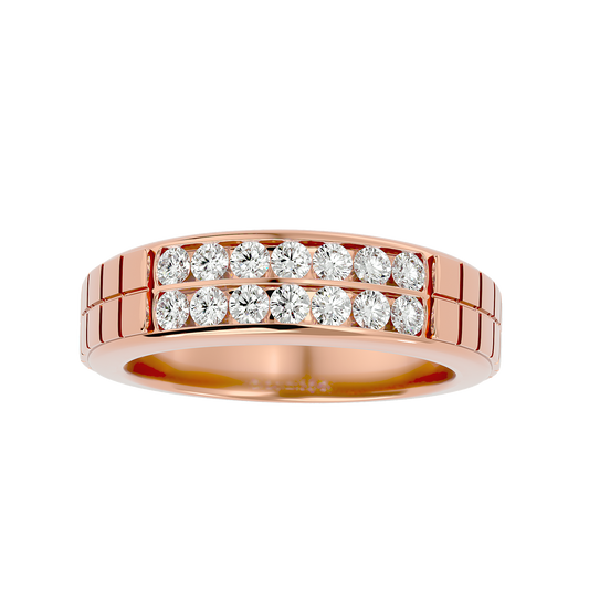 Beautiful Lab Grown Round Cut Diamond Mens Ring In Rose Gold