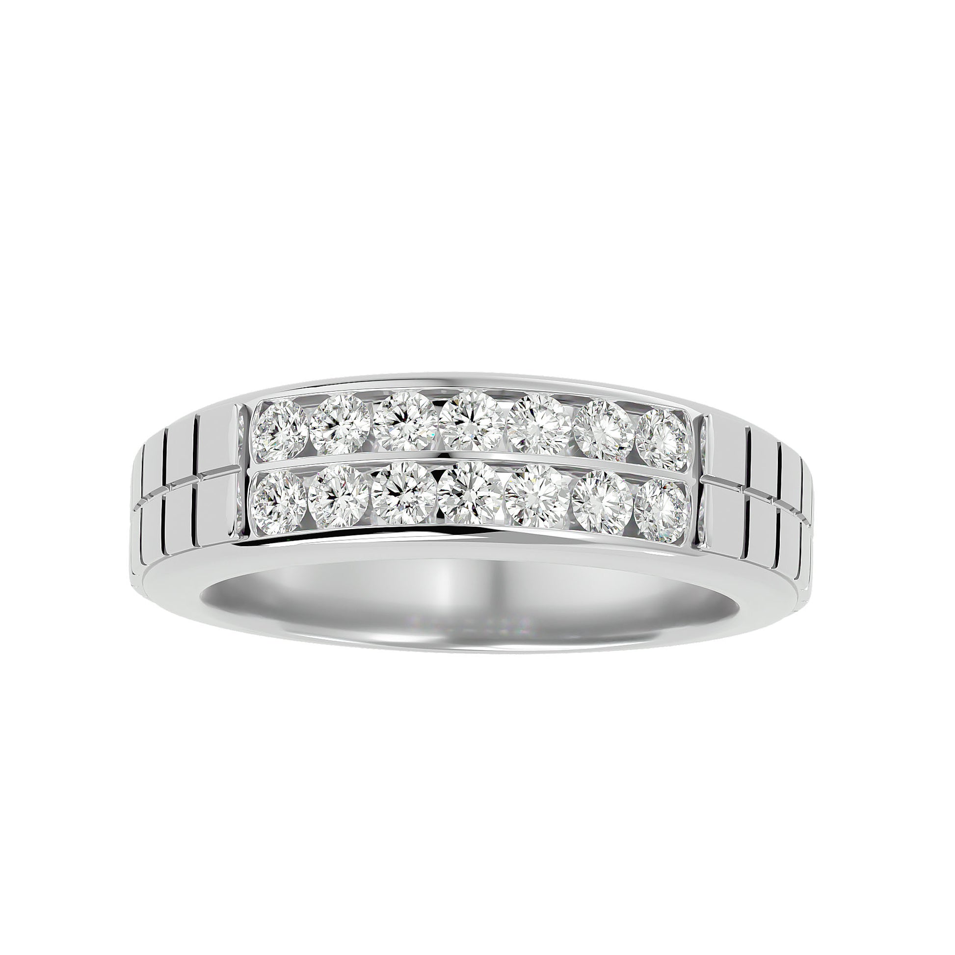 Beautiful Lab Grown Round Cut Diamond Mens Ring In Platinum