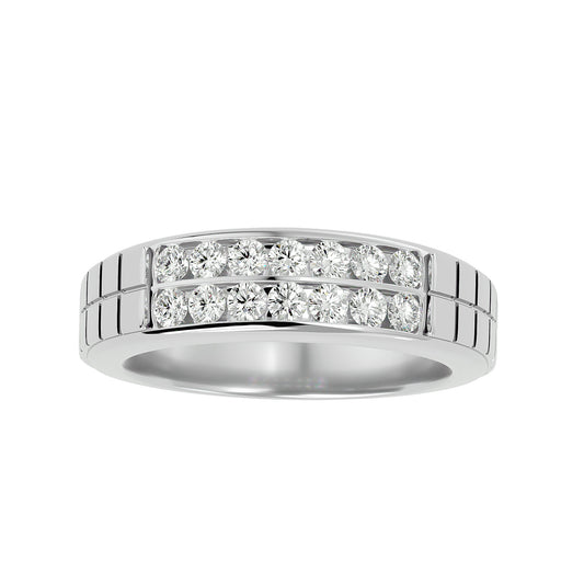 Beautiful Lab Grown Round Cut Diamond In White Gold Mens Ring