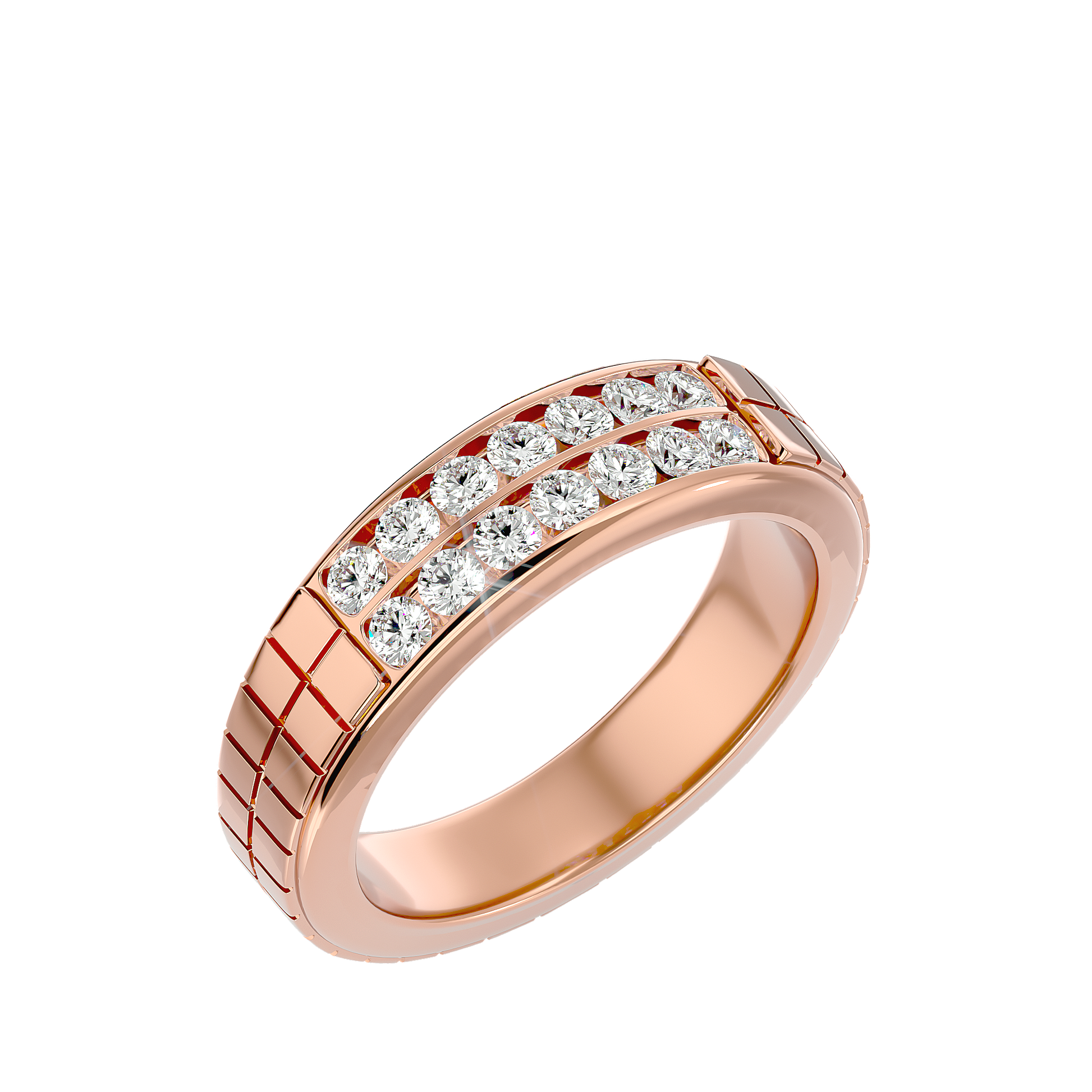 Beautiful Lab Grown Round Cut Diamond Mens Ring In Rose Gold