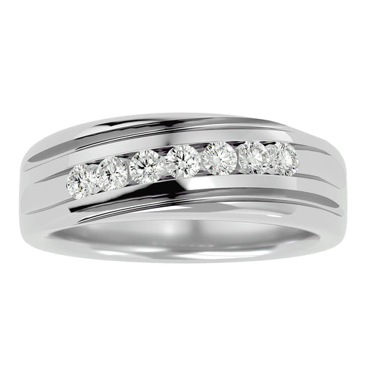 Lab Grown Diamond Men's Platinum Band Ring