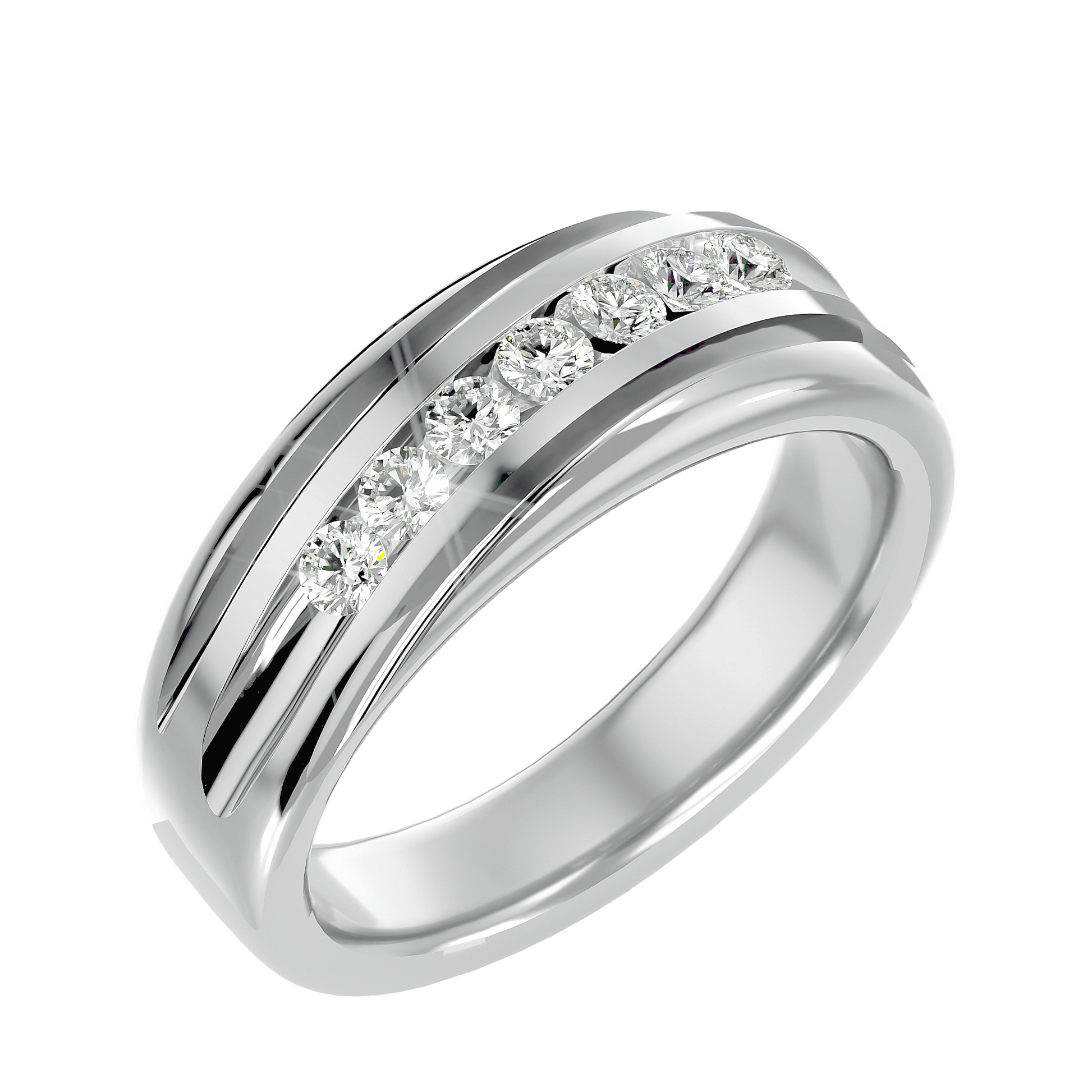 Lab Grown Diamond Men's Platinum Band Ring