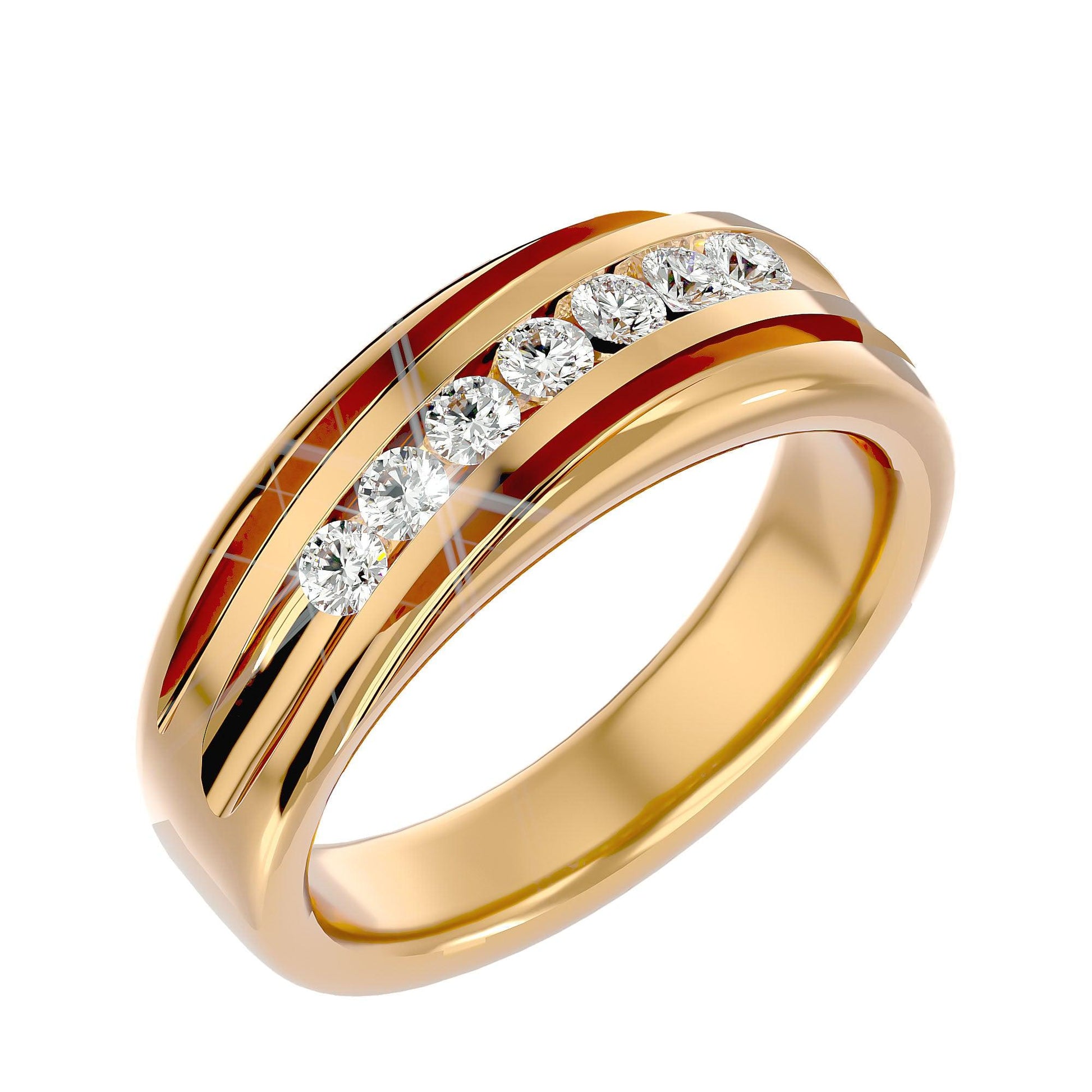 Lab Grown Diamond Men's Yellow Gold Band Ring