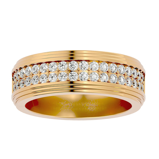 Lab Grown Round Cut Diamond Mens Ring In Yellow Gold