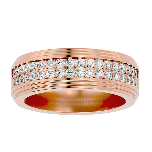 Lab Grown Round Cut Diamond Mens Ring In Rose Gold