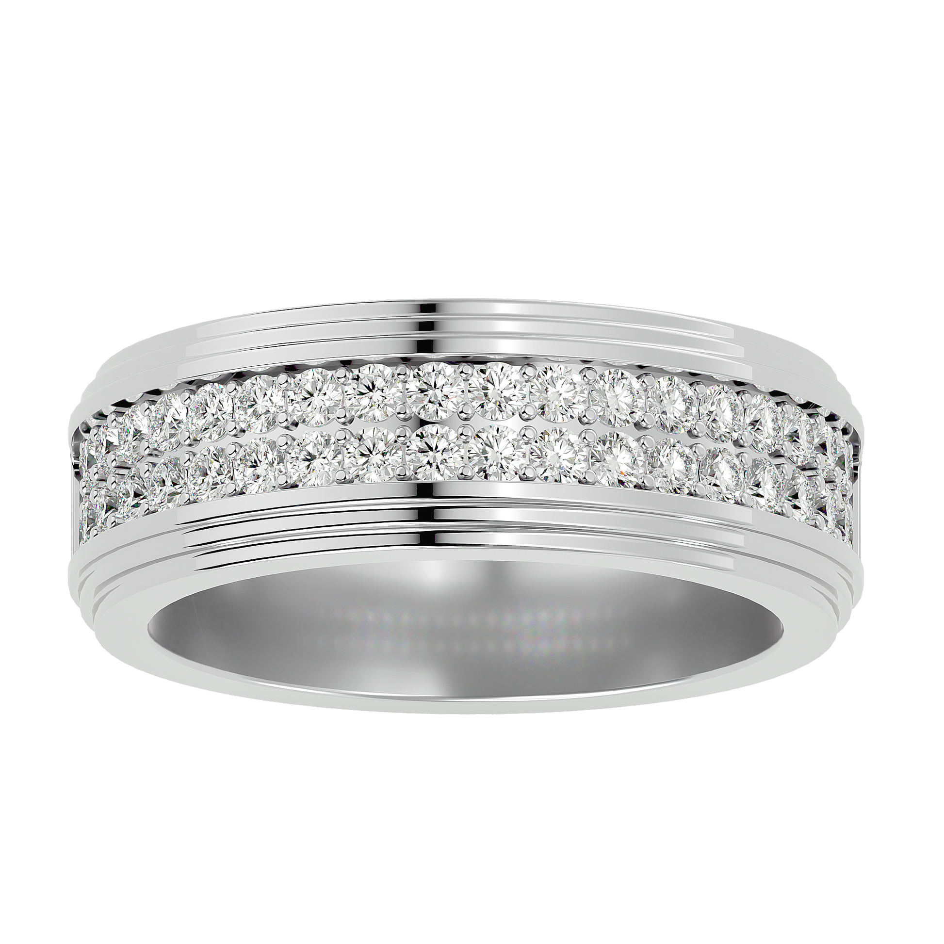 Lab Grown Round Cut Diamond In White Gold Mens Ring