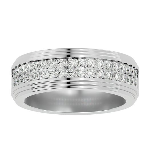 Lab Grown Round Cut Diamond In White Gold Mens Ring