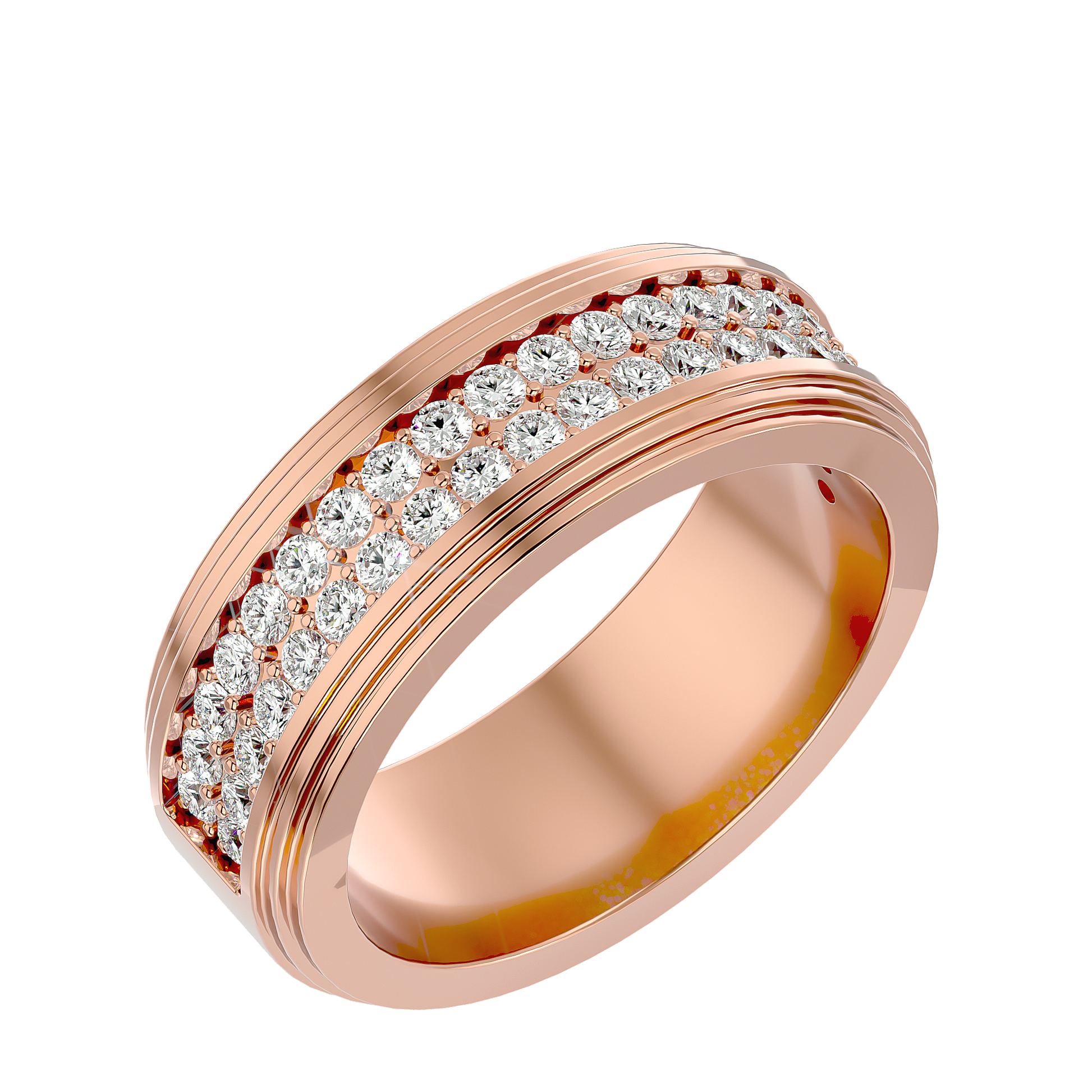 Lab Grown Round Cut Diamond Mens Ring In Rose Gold