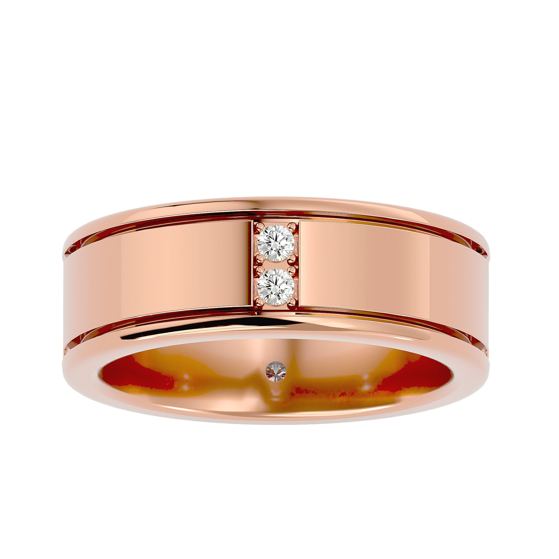 Lab Grown Round Cut Diamond Unique Mens Ring In Rose Gold