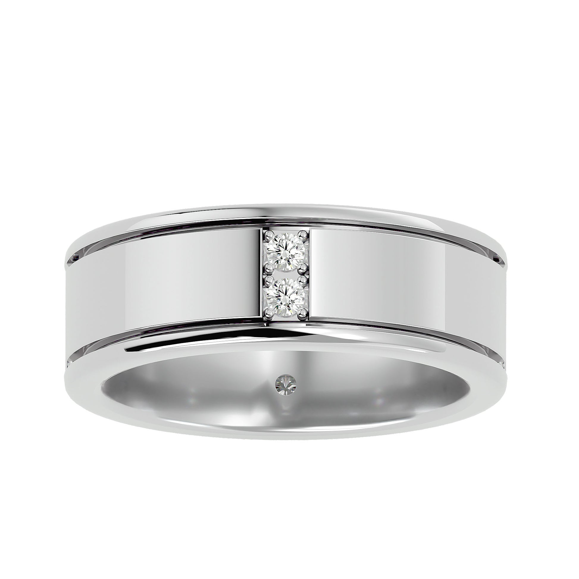 Lab Grown Round Cut Diamond In White Gold Unique Mens Ring