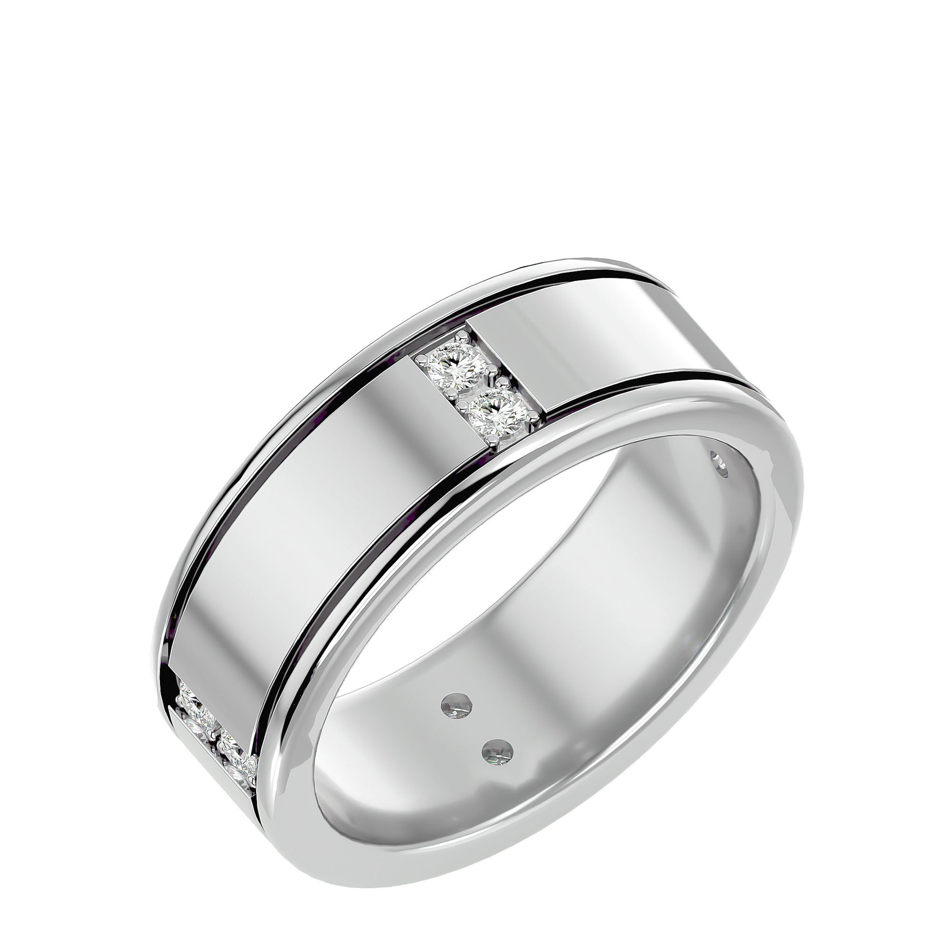 Lab Grown Round Cut Diamond In White Gold Unique Mens Ring