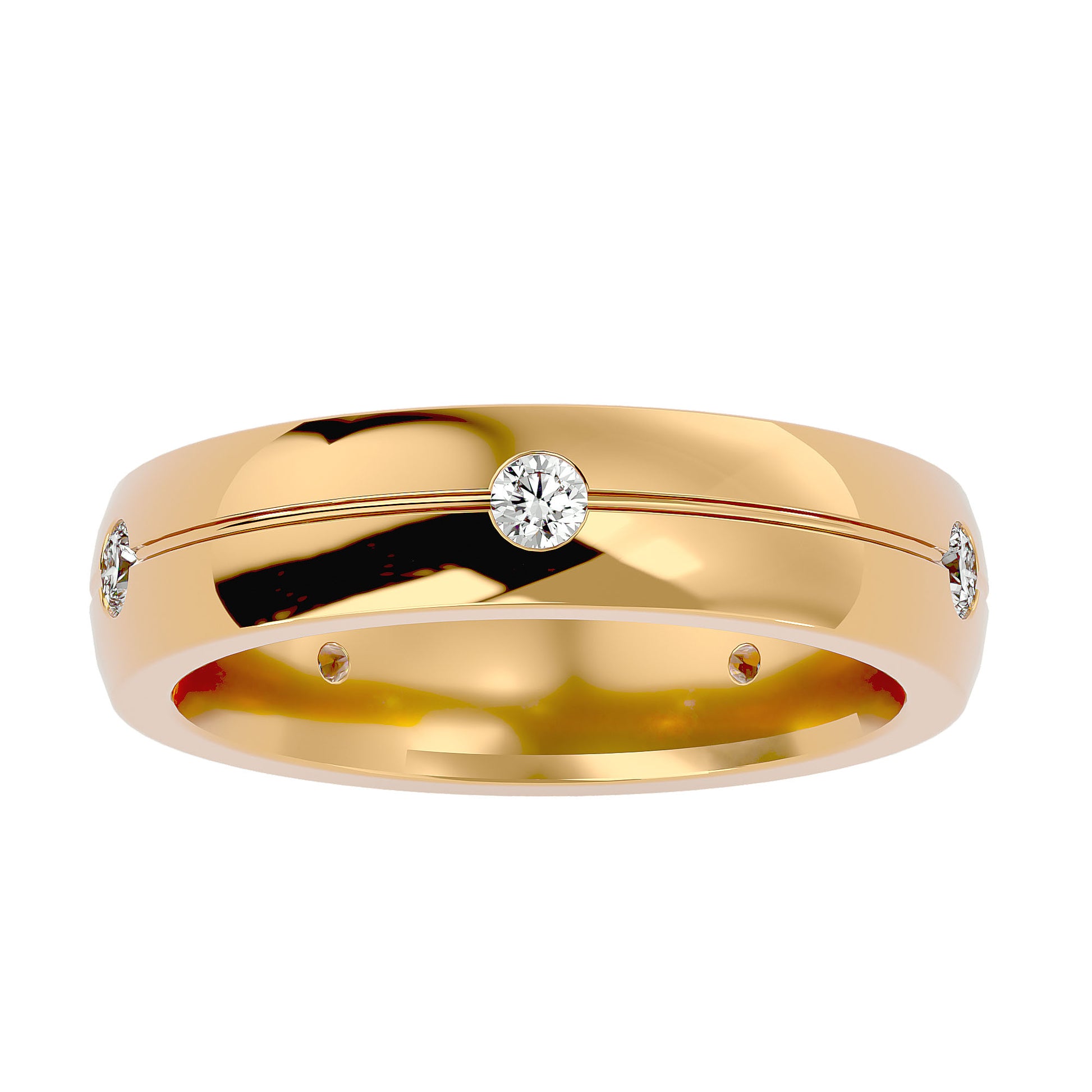 Lab Grown Round Cut Diamond Mens Ring In Yellow Gold