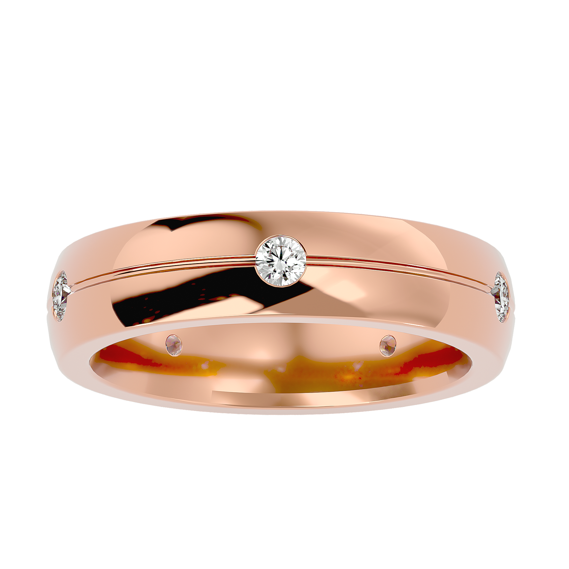 Lab Grown Round Cut Diamond Mens Ring In Rose Gold