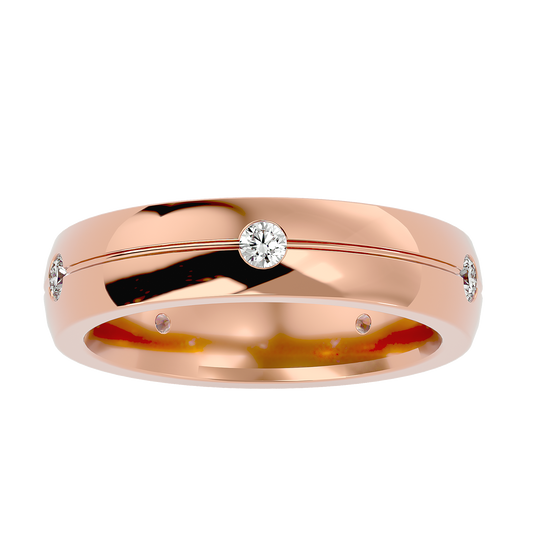 Lab Grown Round Cut Diamond Mens Ring In Rose Gold