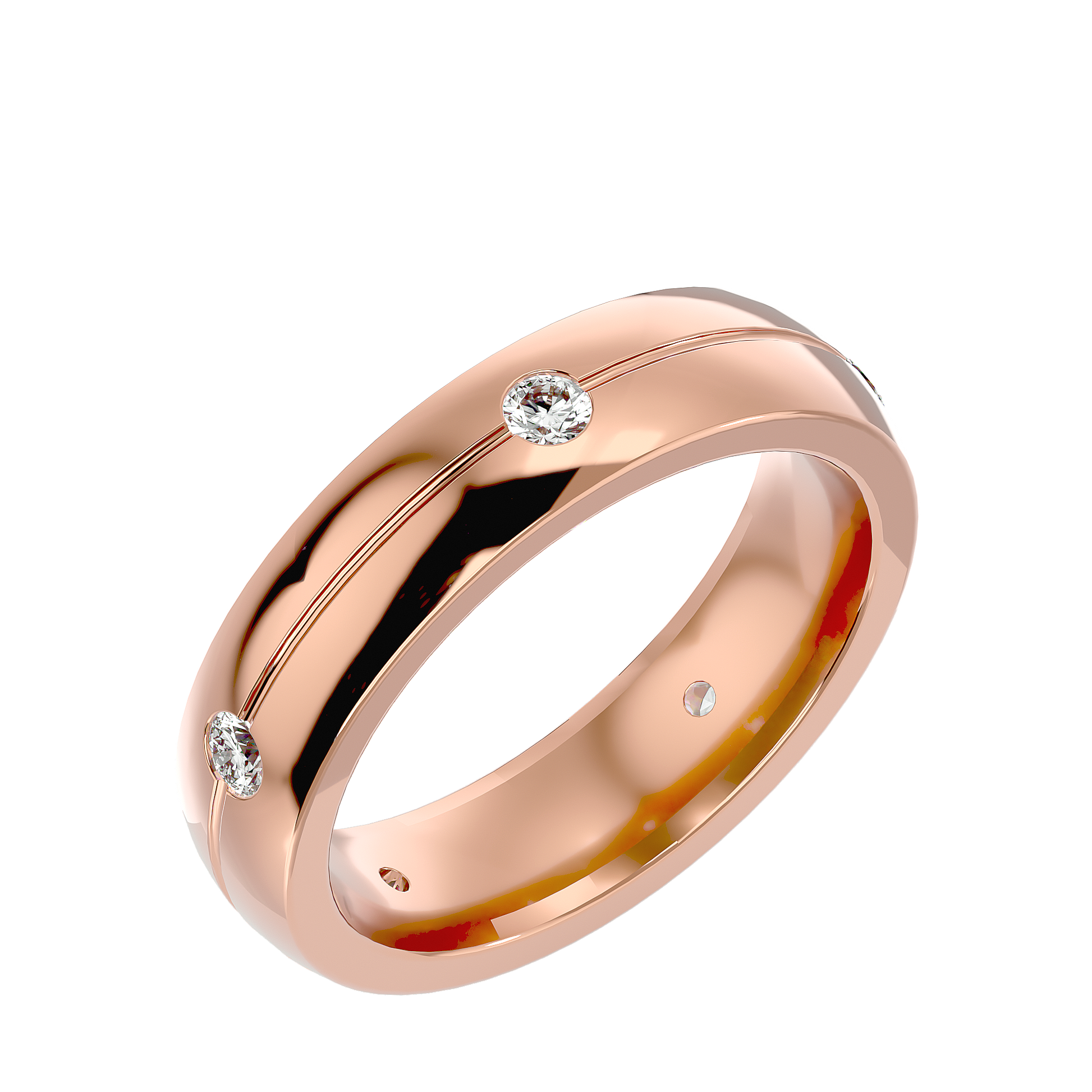 Lab Grown Round Cut Diamond Mens Ring In Rose Gold