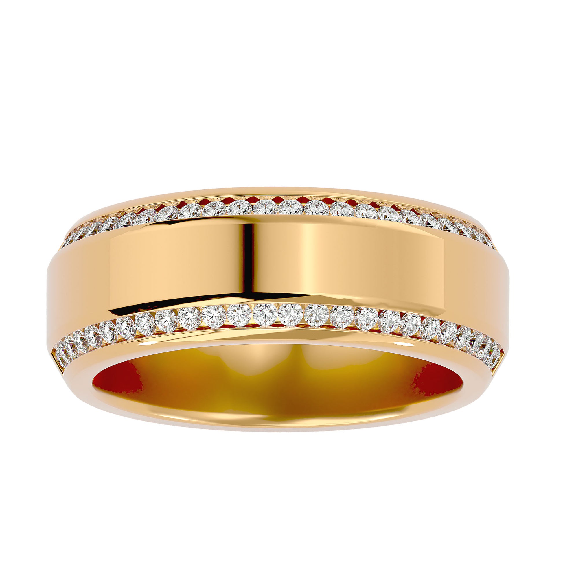 Lab Grown Round Cut Diamond Mens Ring In Yellow Gold