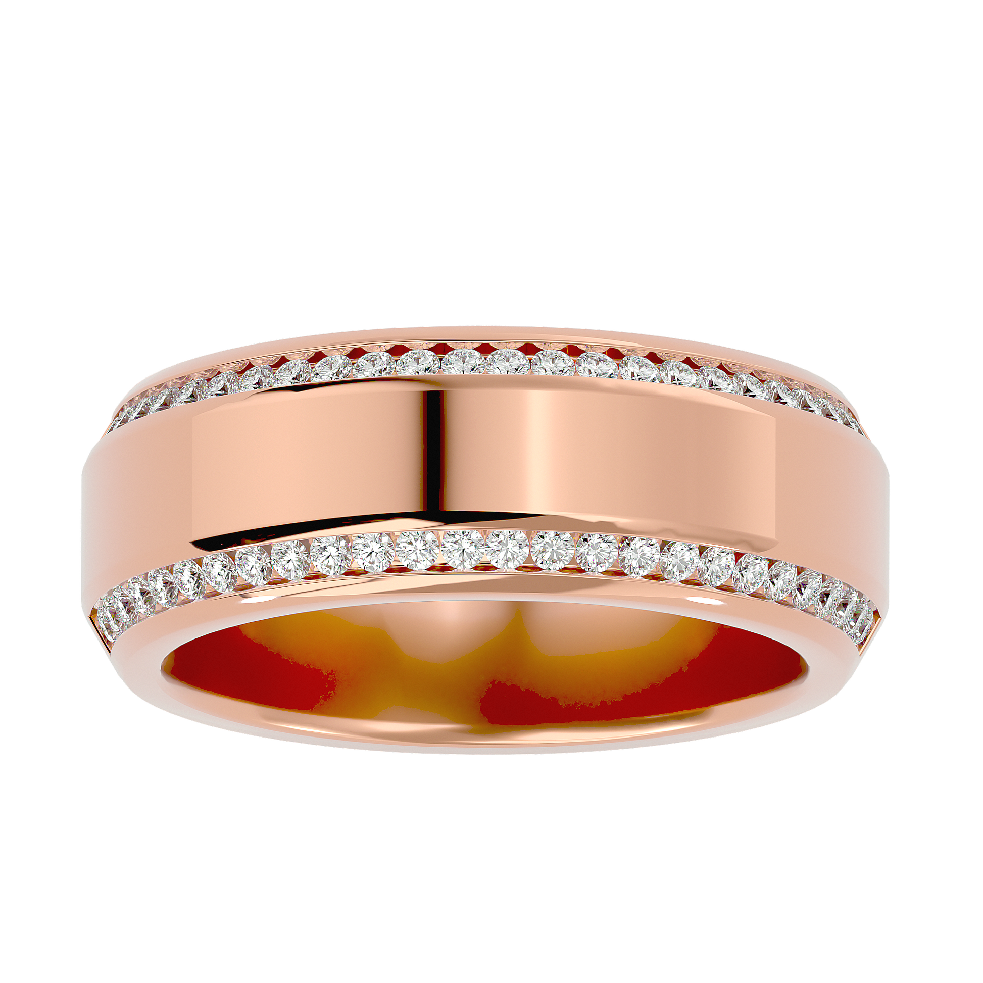 Lab Grown Round Cut Diamond Mens Ring In Rose Gold