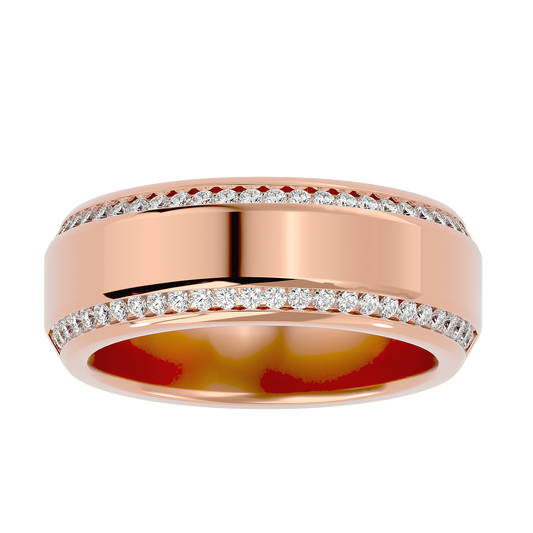 Lab Grown Round Cut Diamond Mens Ring In Rose Gold