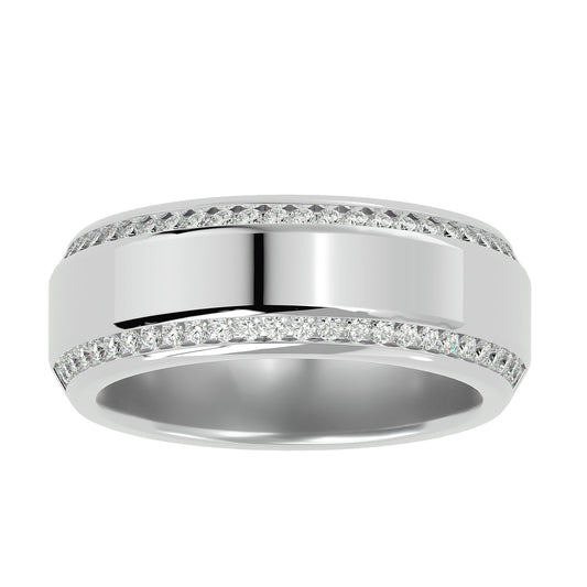 Lab Grown Round Cut Diamond In White Gold Mens Ring