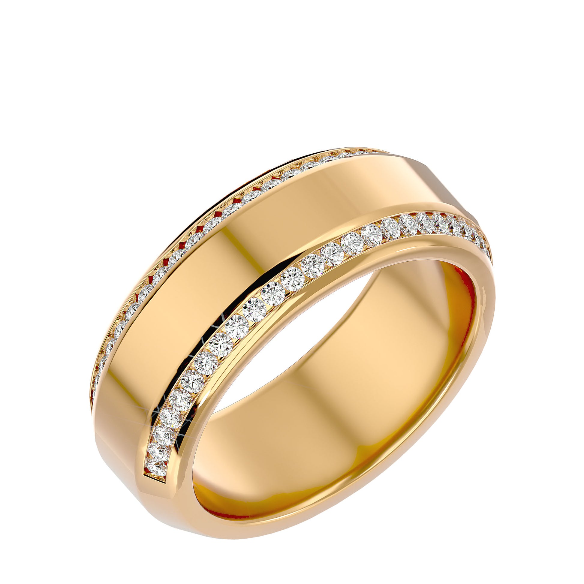 Lab Grown Round Cut Diamond Mens Ring In Yellow Gold