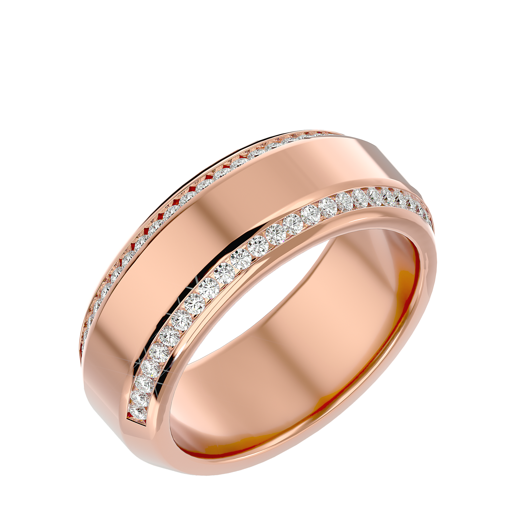 Lab Grown Round Cut Diamond Mens Ring In Rose Gold