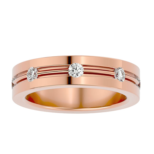 Lab Grown Round Cut Diamond Mens Ring In Rose Gold