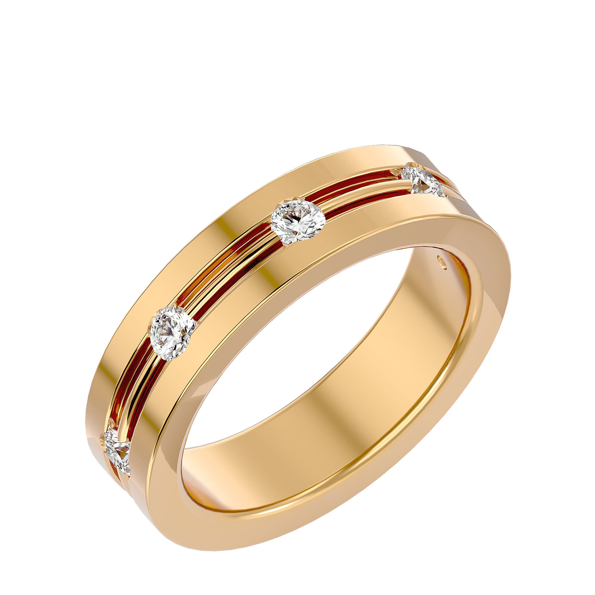 Lab Grown Round Cut Diamond Mens Ring In Yellow Gold