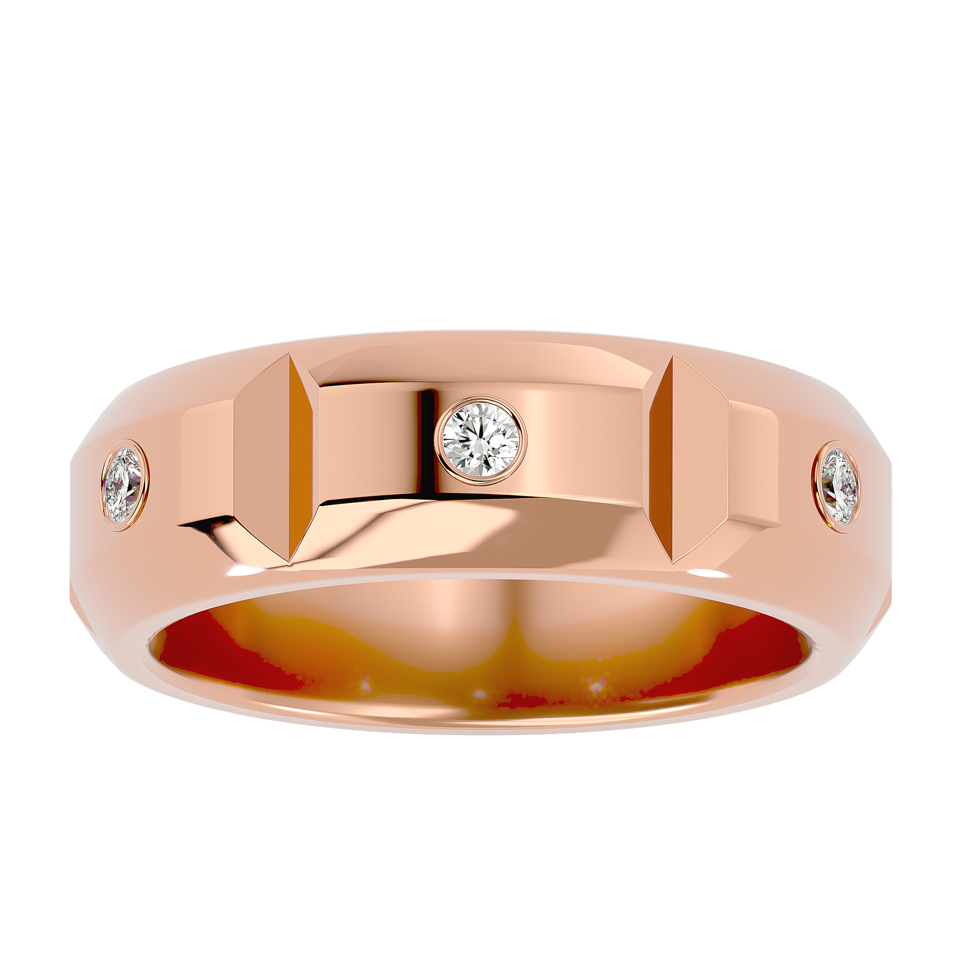 Lab Grown Round Cut Diamond Mens Ring In Rose Gold