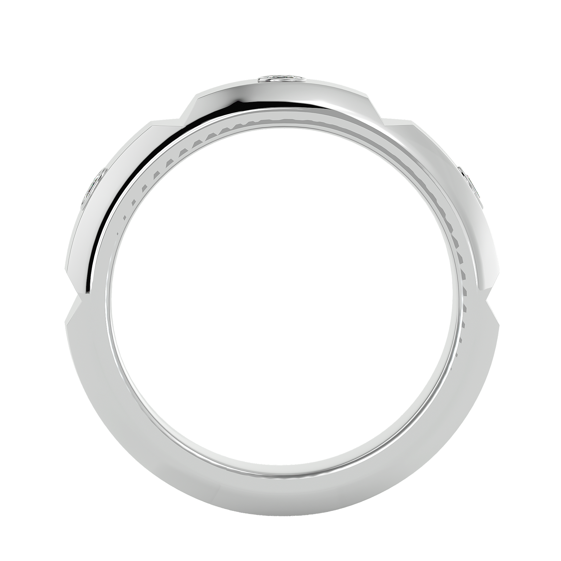 Lab Grown Round Cut Diamond In White Gold Mens Ring