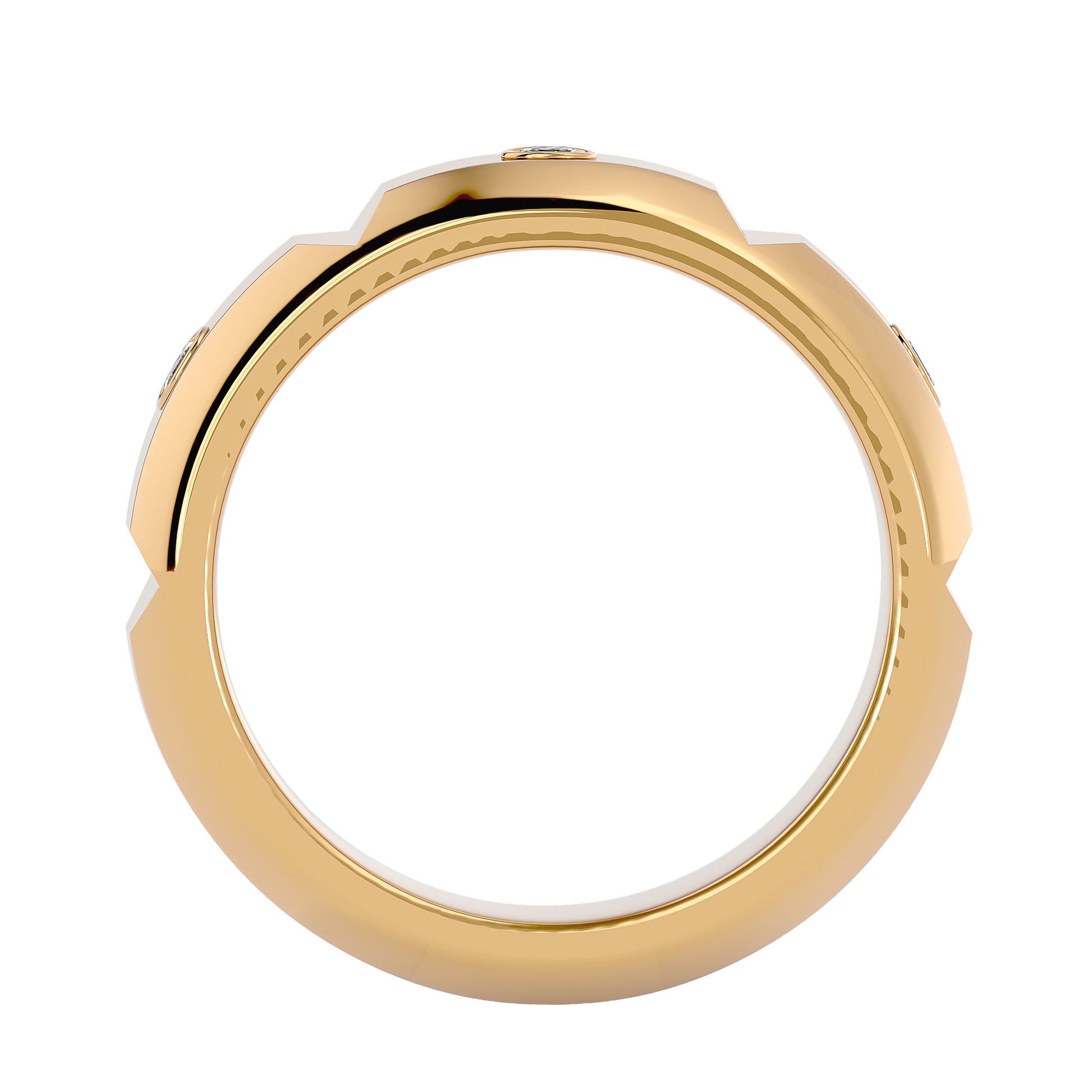 Lab Grown Round Cut Diamond Mens Ring In Yellow Gold