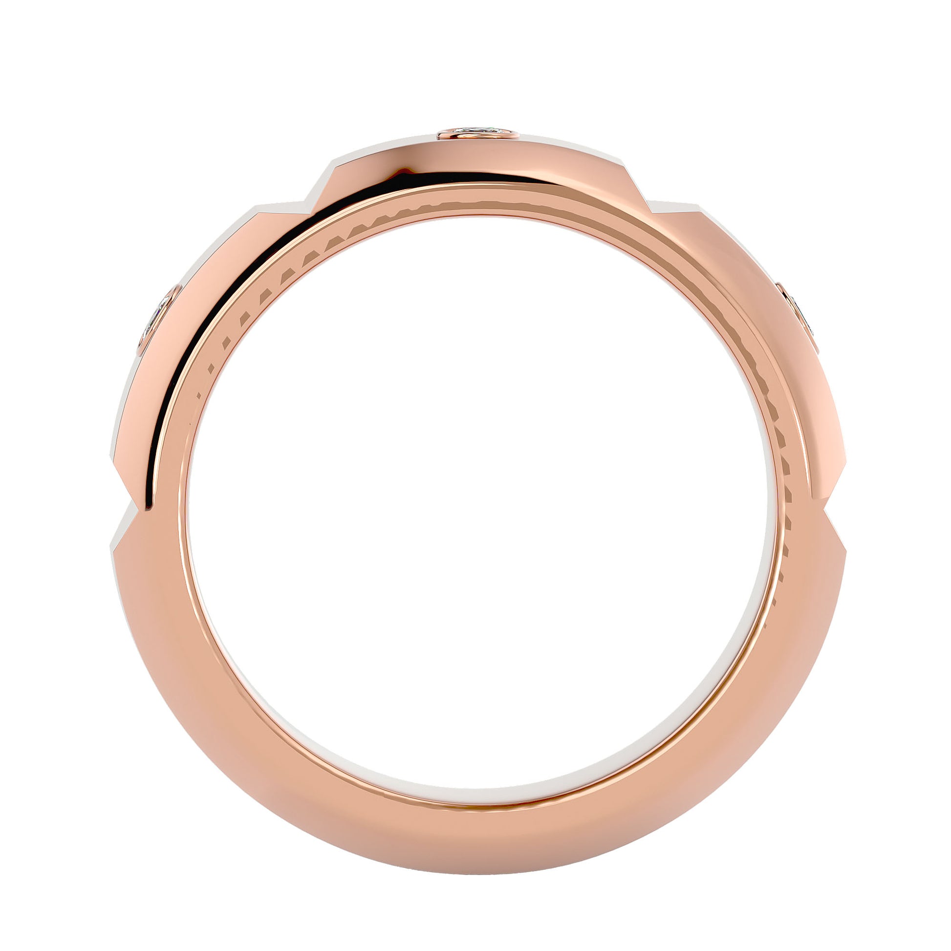 Lab Grown Round Cut Diamond Mens Ring In Rose Gold