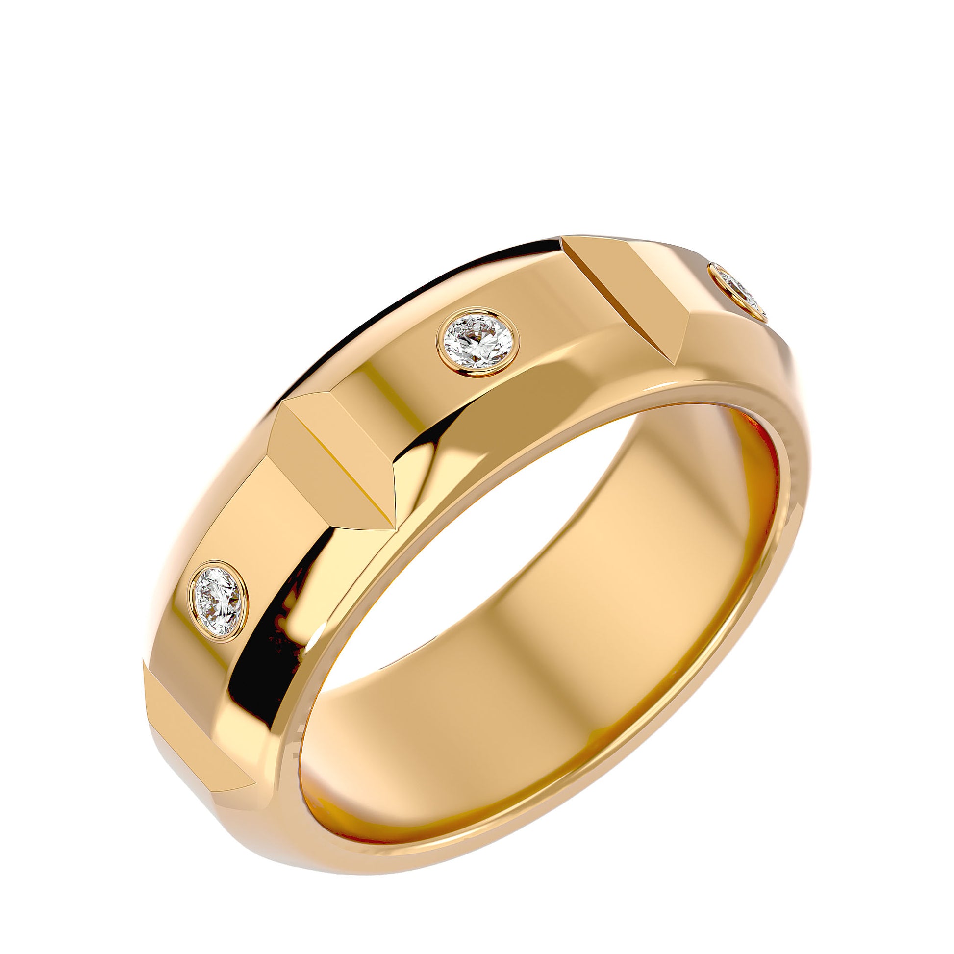 Lab Grown Round Cut Diamond Mens Ring In Yellow Gold