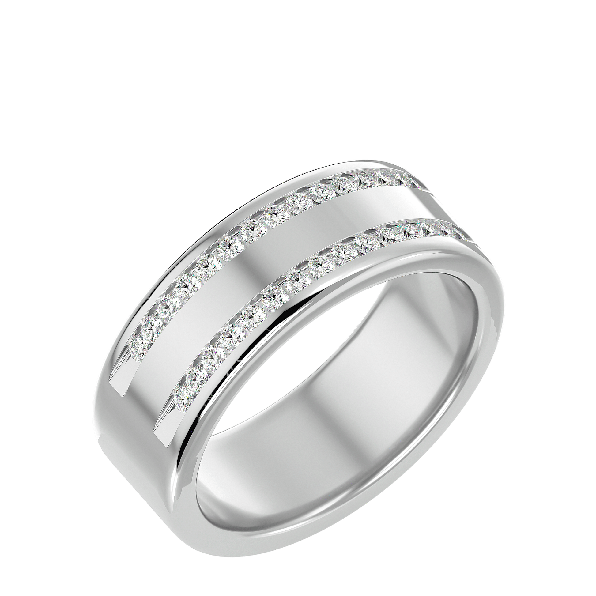 Lab Grown Diamond Men's Platinum Band Ring