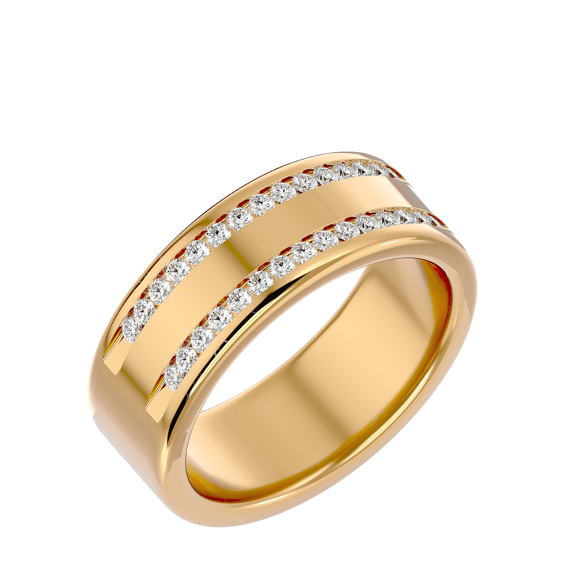 Lab Grown Diamond Men's Yellow Gold Band Ring