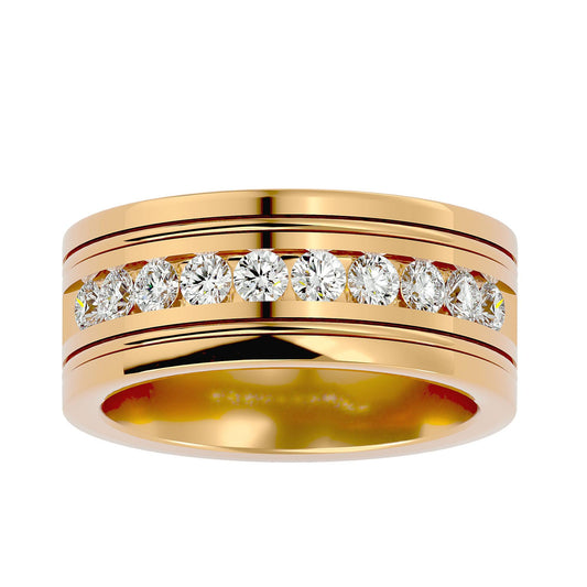 Lab Grown Diamond Men's Yellow Gold Band Ring