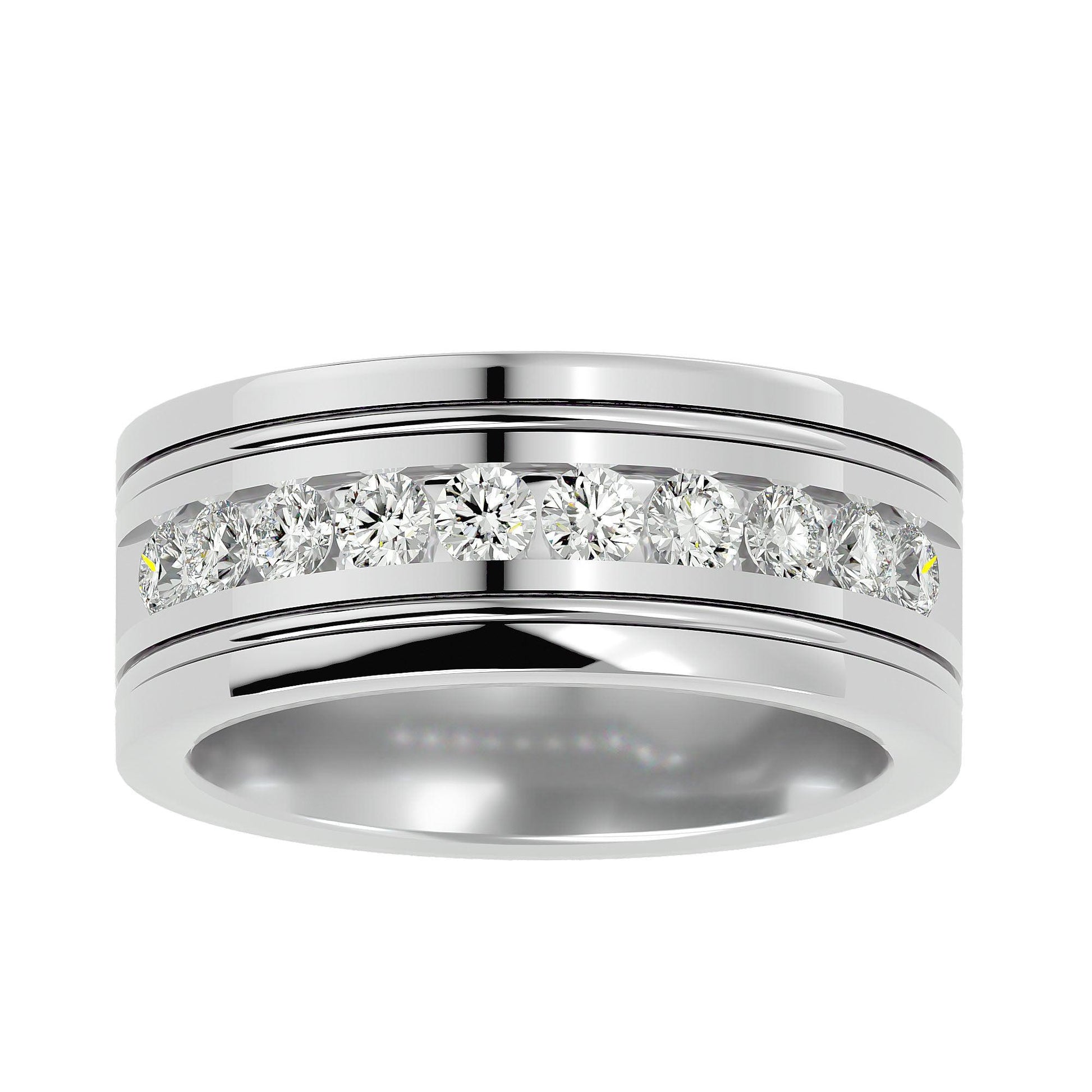 Lab Grown Diamond Men's Platinum Band Ring