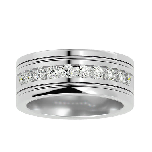 Lab Grown Diamond Men's Platinum Band Ring