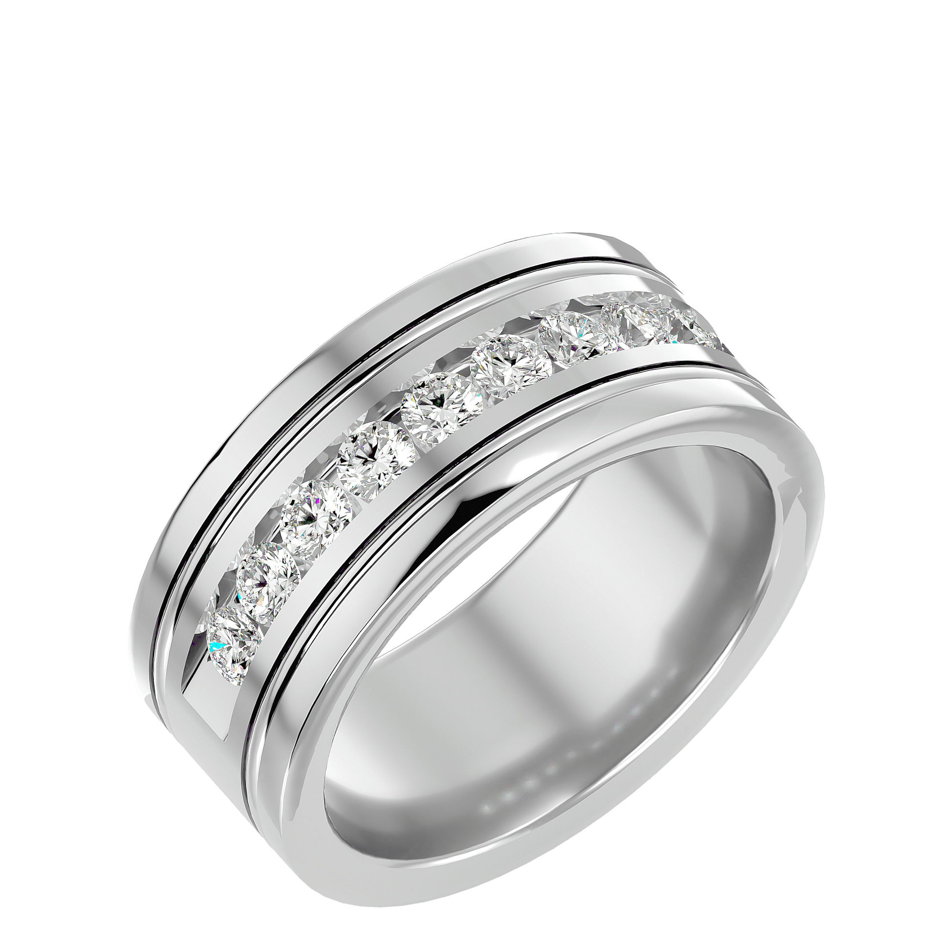 Lab Grown Diamond Men's Platinum Band Ring