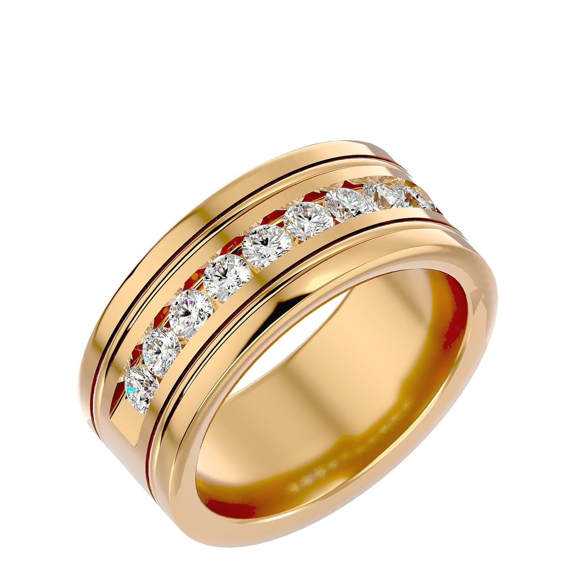 Lab Grown Diamond Men's Yellow Gold Band Ring